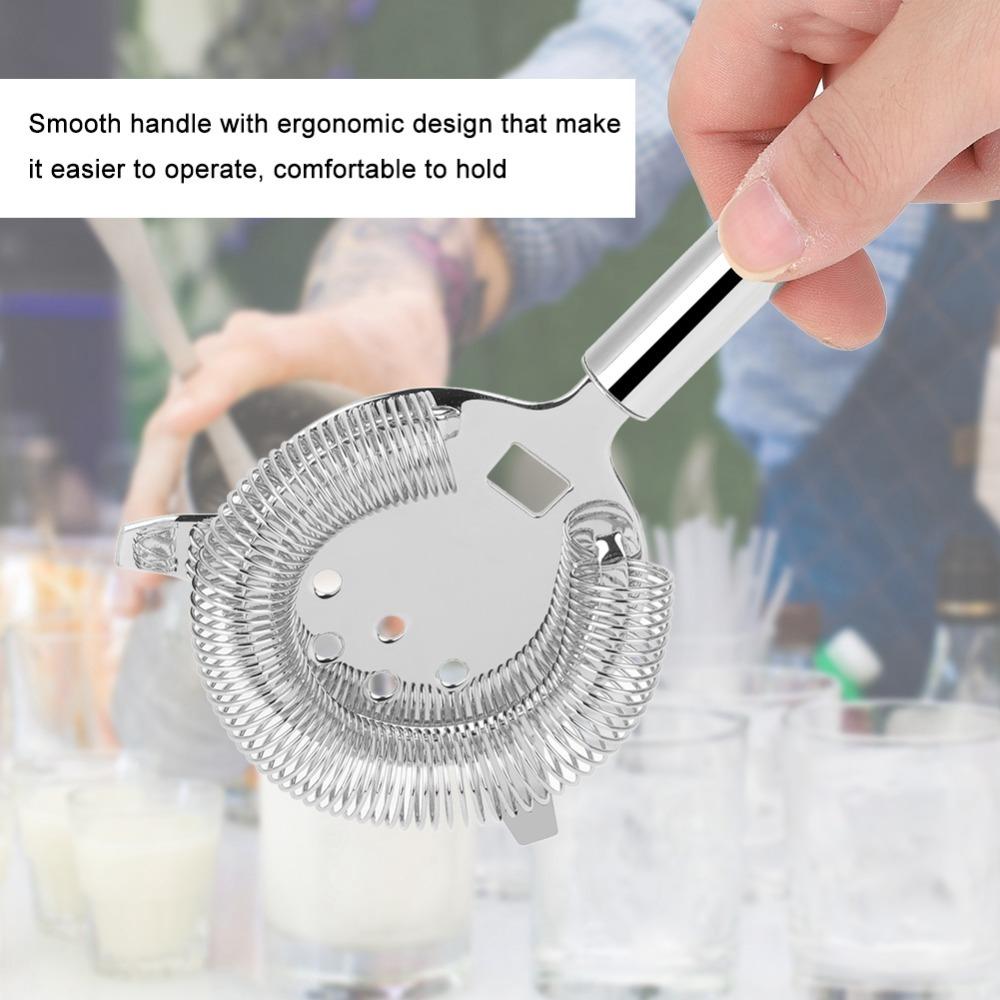 Stainless Steel Cocktail Strainer High-Density Spring Filter Bar Tool Drink Strainer Club серебряный
