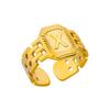 Titanium Steel Simple and Fashionable English Letter Ring Versatile Gold Chain Opening Adjustable Ring Women
