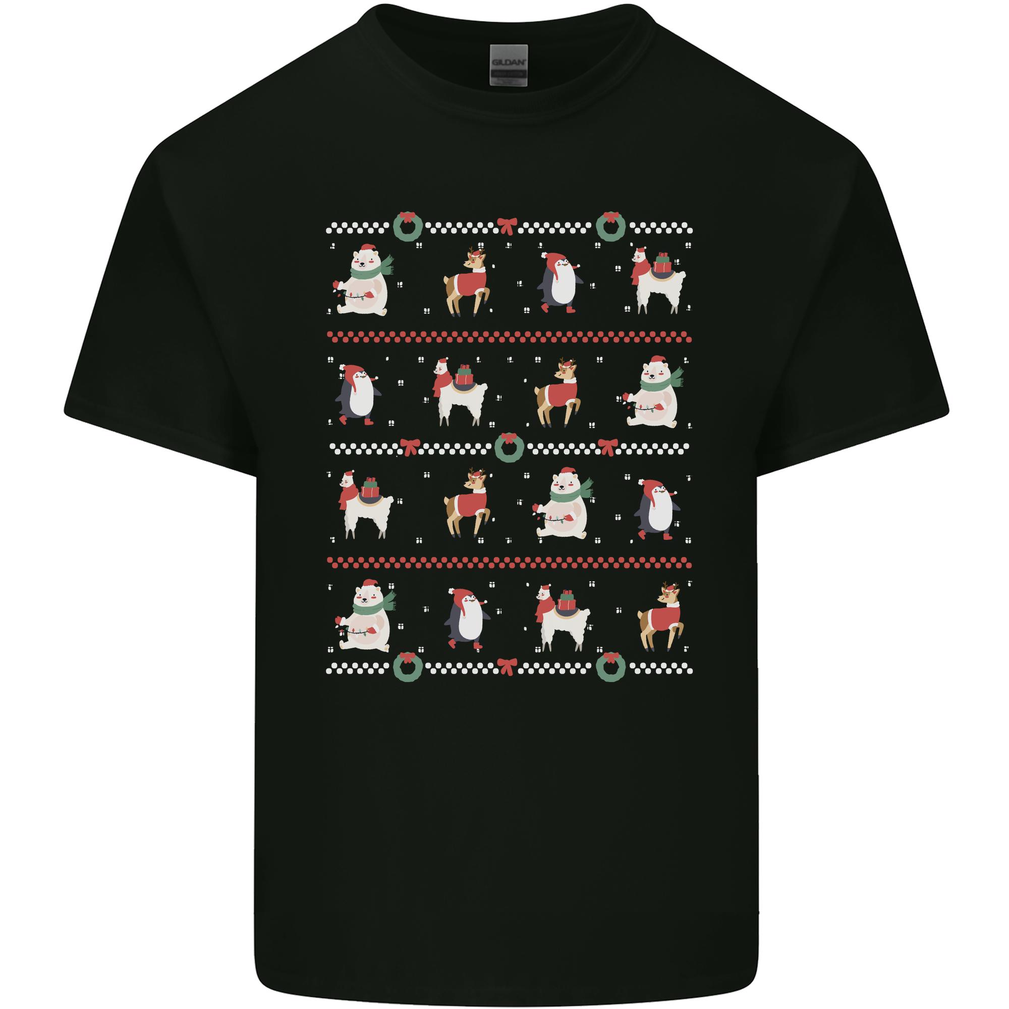 Christmas Penguin Llama Reindeer Bear Xmas Unisexs Light Cotton TShirt S