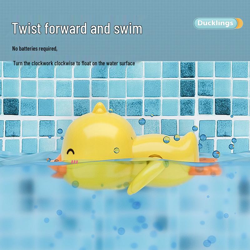 Children's 8-Piece Bath Toy Set: Yellow Duck, Net Scoop, Clockwork Duck, Water Spray Gun, and Shower Toys