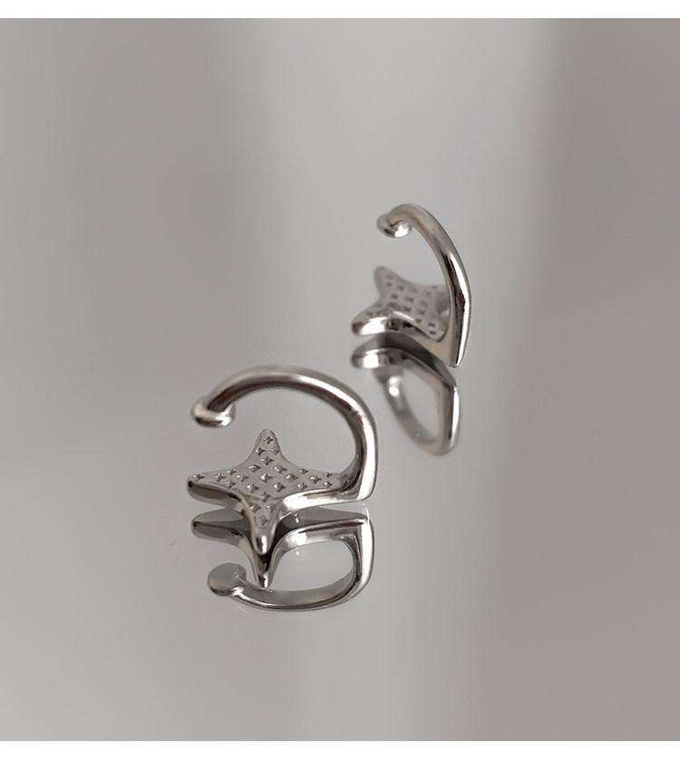S925 Sterling Silver Four-Pointed Star Ear Cuff - No Piercing Women's Earrings, Simple Design, Summer Cartilage Clip