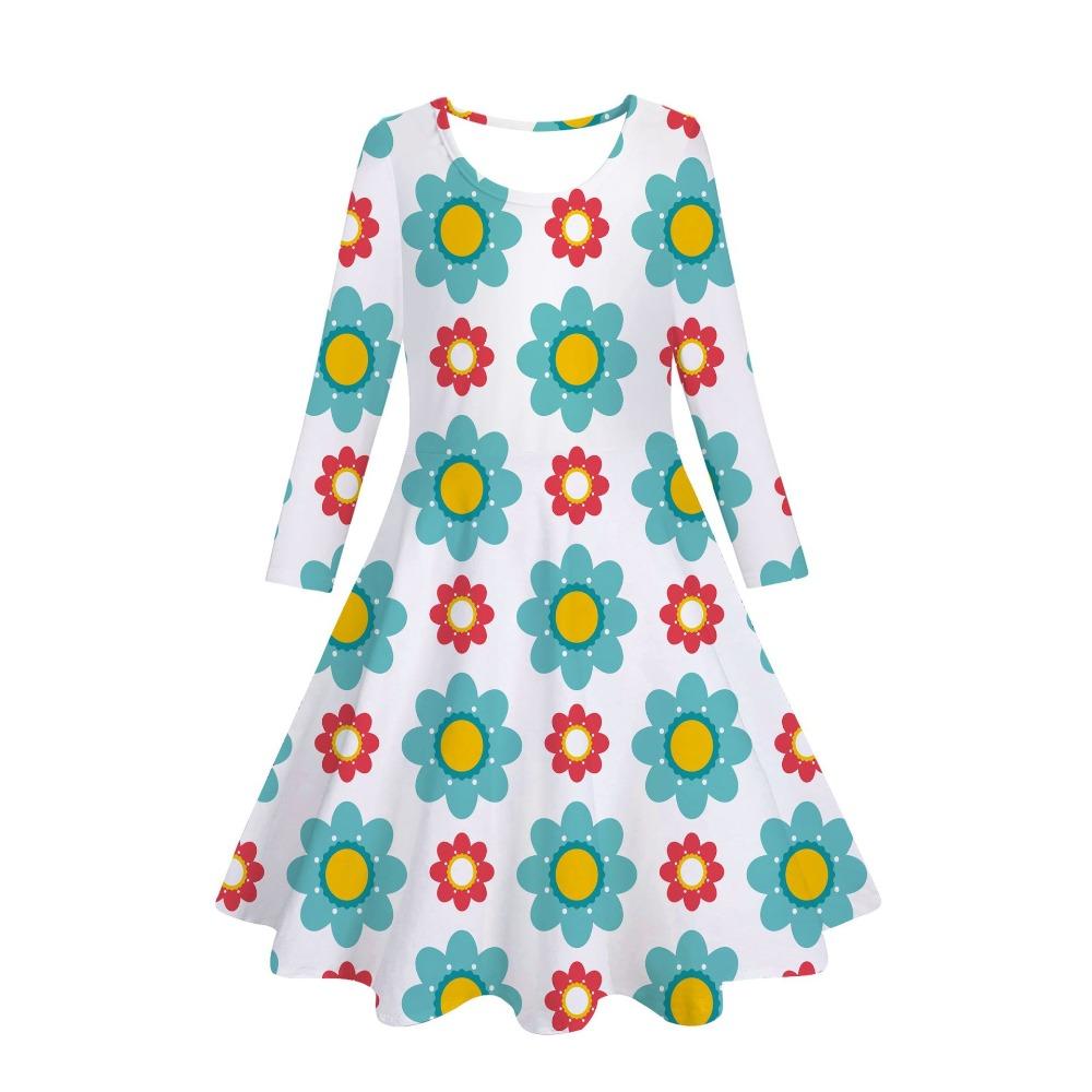 Girls' 3D Boho Floral Dress Long Sleeve Summer Spring Vacation Daily Holiday Princess Beautiful Sweet Kids 4-12 Years Casual Dress A Line Dress