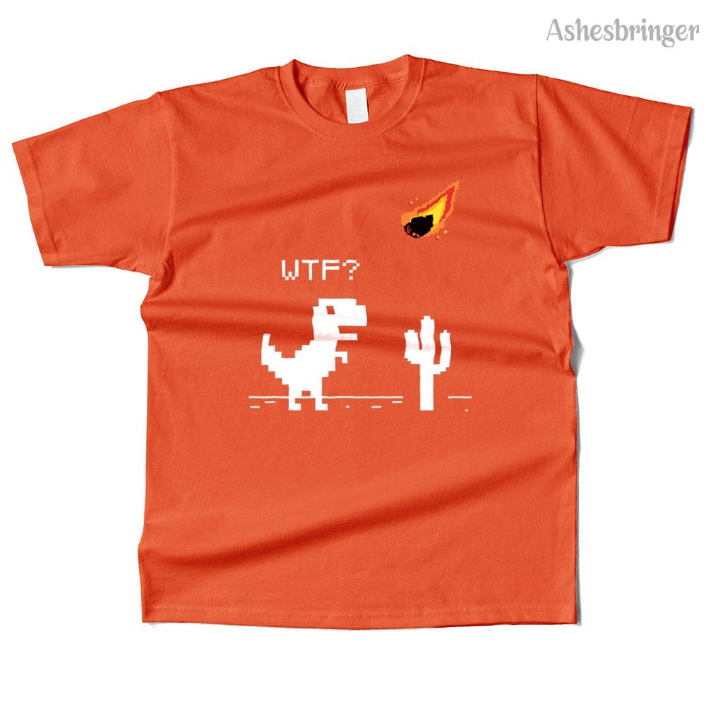 Mens Cotton WTF??? 8 Bit Graphic Funny T-REX T Shirt Street Casual Style Tee for Men and Women