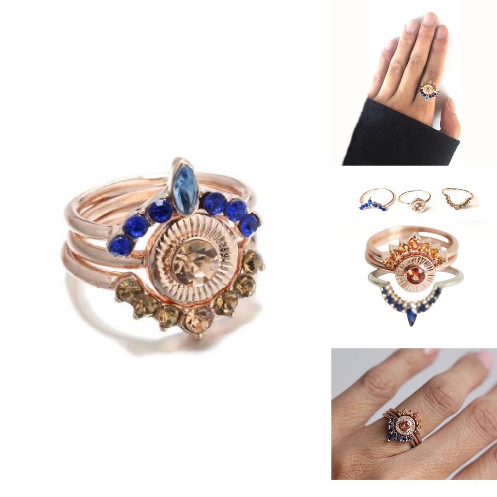 Beautiful Geometric Style Rose Gold Wedding Ring Set Perfect For Engagement Gifts