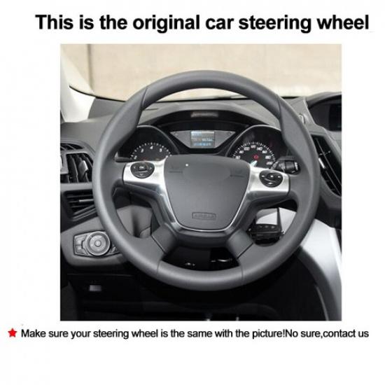 Hand Sewing Steering Wheel Cover For Ford Focus 3 2012-2014 KUGA Escape C-MAX