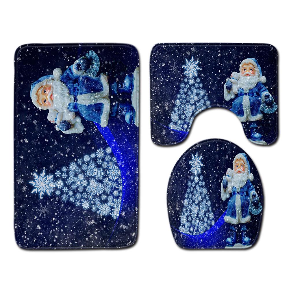 

Christmas Bathroom Floor Mat Toilet Three-Piece Set 45cmx75cm