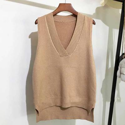 Ärmelloser V-Ausschnitt Strickpullover Damenpullover Loose Wild Solid Pullover Weste Herbst und Winter Koreanische Damenpullover 11810