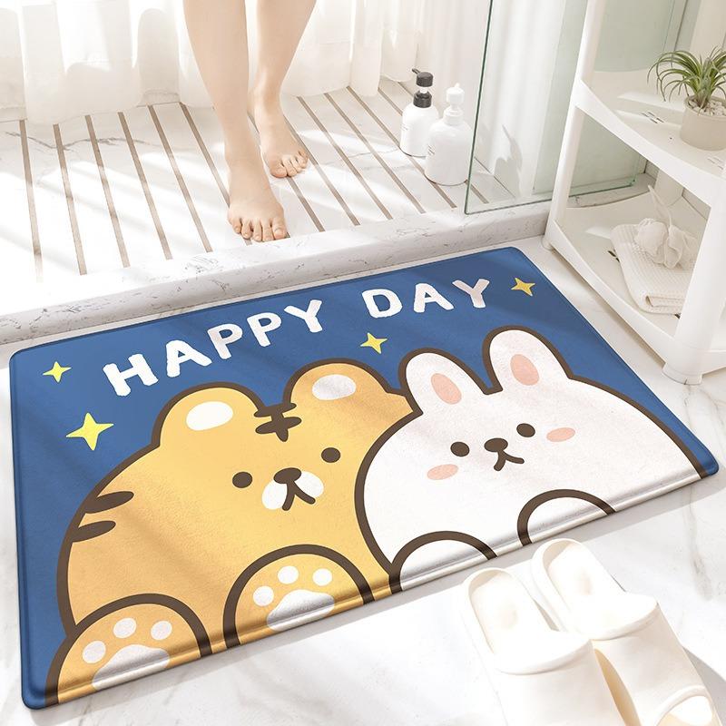 Rabbit Welcome Mat for Front Door Outdoor Entry Print Doormat Non Slip Kitchen Bedroom Footpad Home Indoor Decor Funny Kid Rug