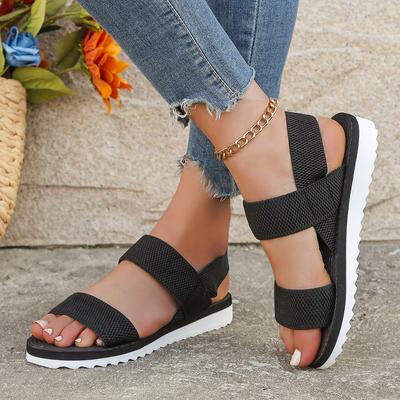 Damenmode-Trend, rutschfest, bequem, farblich passende Sohle, reine schwarze Schnürsenkel, flache Sandalen
