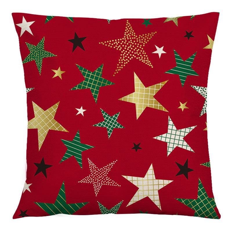 Red Plaid Elk Deep Forest Christmas Pillow Cover Home Sofa Cushion Cover