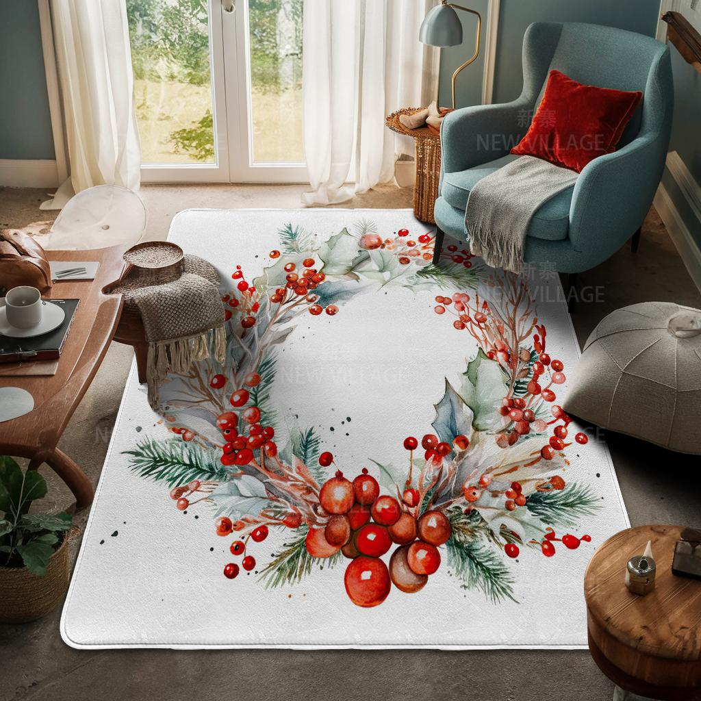 House Entrance Carpet Home Door Mat Living Room Bath Foot Bathroom Non-slip Water Absorption Rugs Bath Merry Christmas Winter
