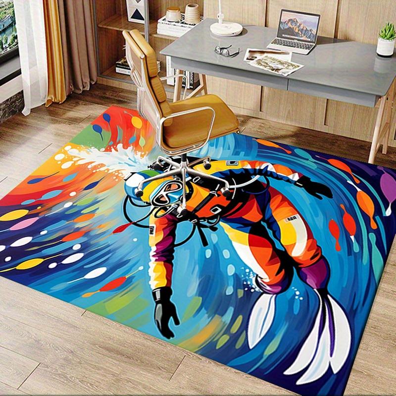 Diver, Colorful, Underwater Office Carpet Soft Polyester Entrance Carpet Washable Non-slip Machine Washable Indoor Carpet Living Room Bedroo