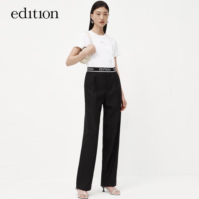 

Edition Women s Black Wool Blend Straight-Leg Trousers S 26