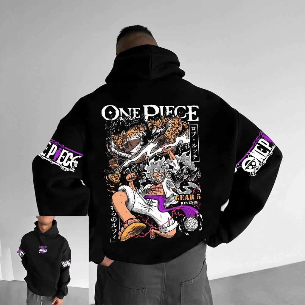 Sweat à capuche pour homme Anime One Piece Luffy Gear 5 Impression Graphique Streetwear Cosplay Veste Décontractée Hauts Printemps Automne