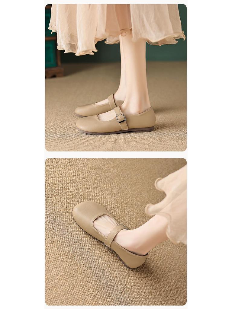Weiwei Girl 520-1 French Mary Jane Fairy Style Flats - Women's Plus Size, Single Strap, Shallow Mouth.