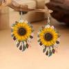 Sunflower Theme Acrylic Jewelry Lightweight Waterproof Earrings For Women Girls Handmade Statement Accessories