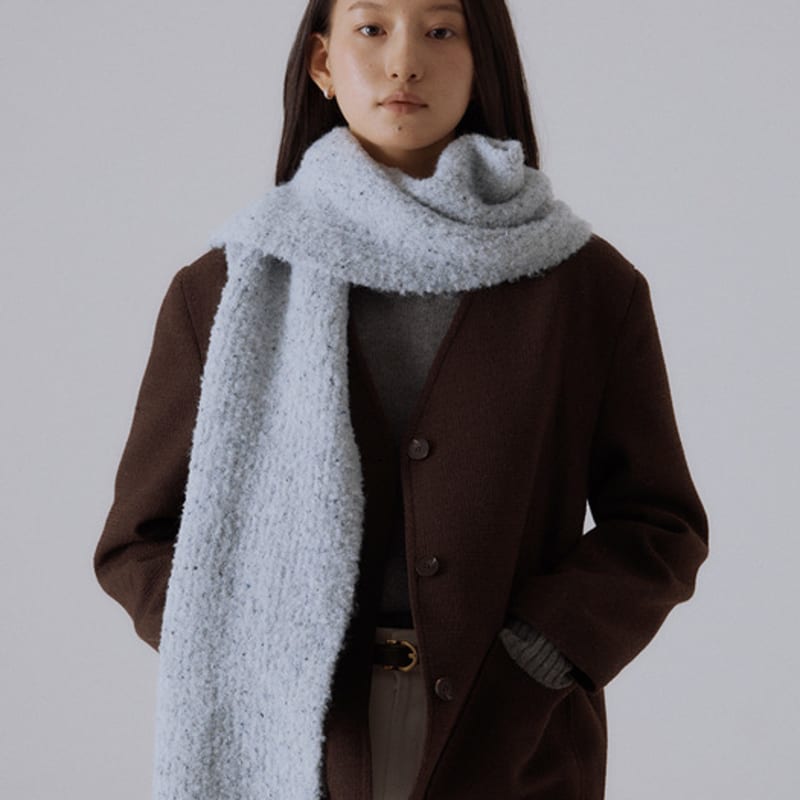 SILN Long cloud boucle knit muffler (GREY SPECKLE)