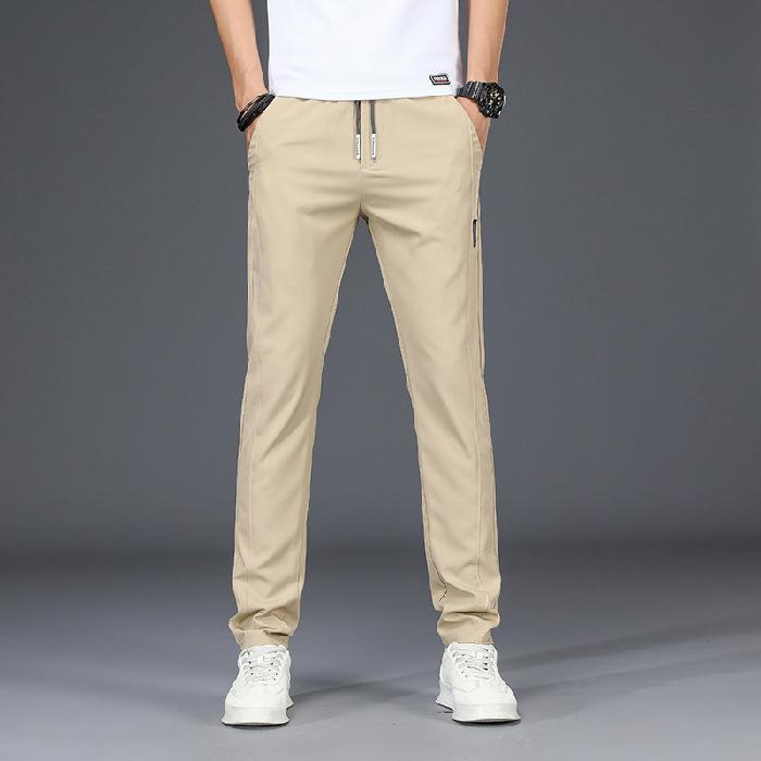 

Summer lightweight casual trousers for men - slim-fit, slightly straight leg, Korean-style, versatile and trendy, ice-silk fabric, men s long trousers 38 хакі