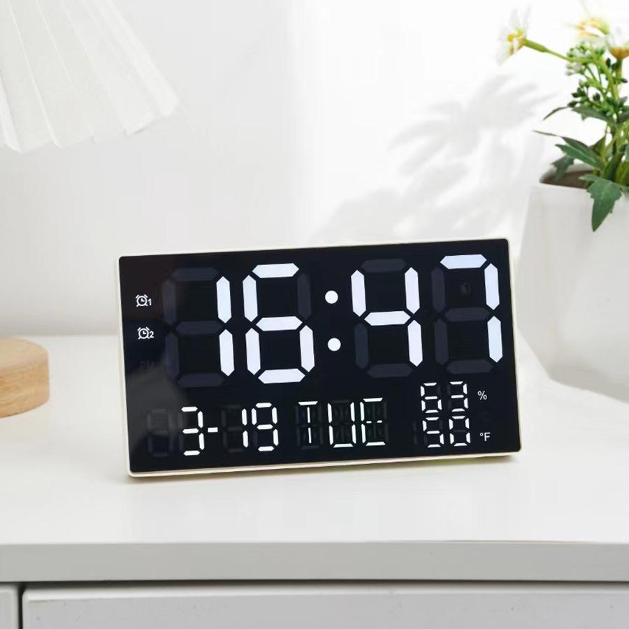 Creative LED Satellite Digital Temperature Clock Mirror Alarm Clock Multifunctional Clock Plug-in Automatic Clock