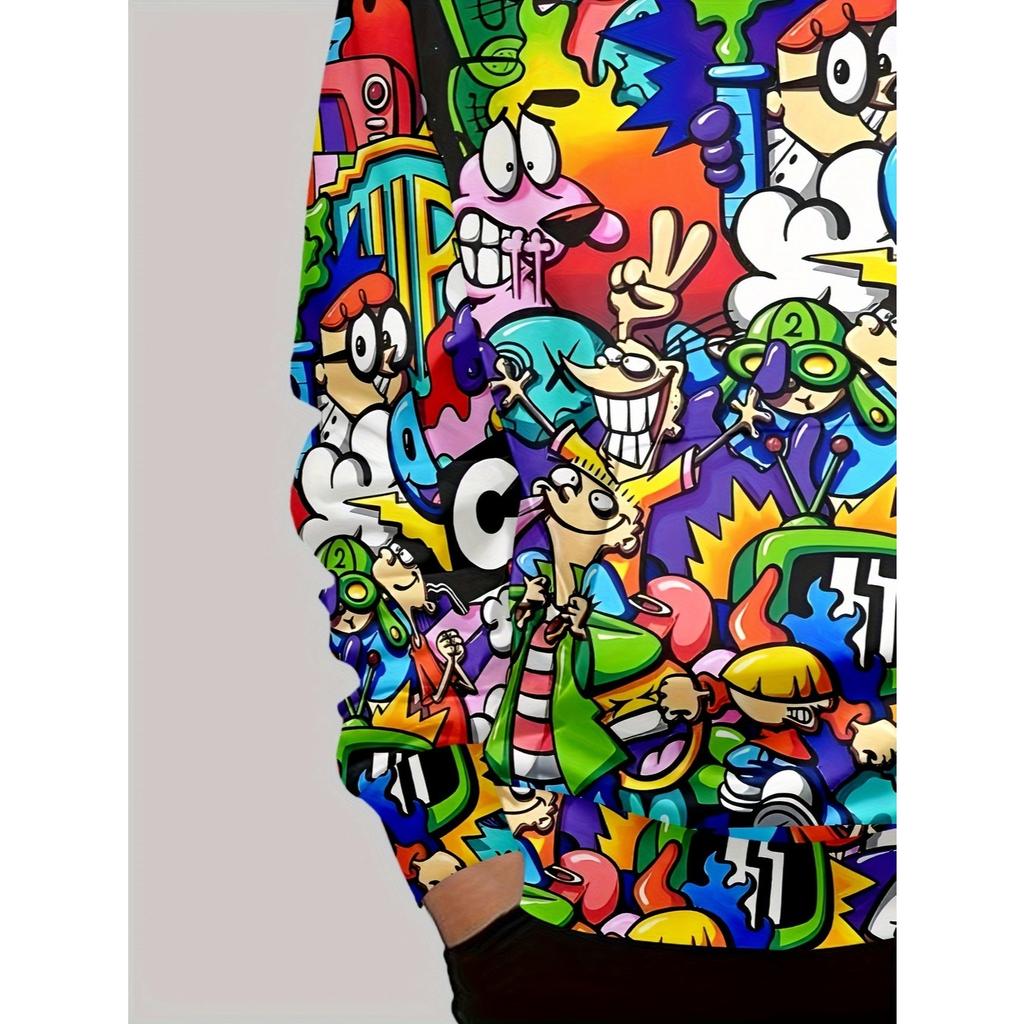 Boys' Fashionable 3D Printed Casual Pullover, Spring and Autumn Long Sleeved Sportswear, Boys' Outdoor Hoodie Top