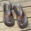 Fashion Indoor Men's Shoe Shiatsu Flip Flops Walk Around Home Slides House Beach First Layer of Cowhide Low Price Original Male Slipper
