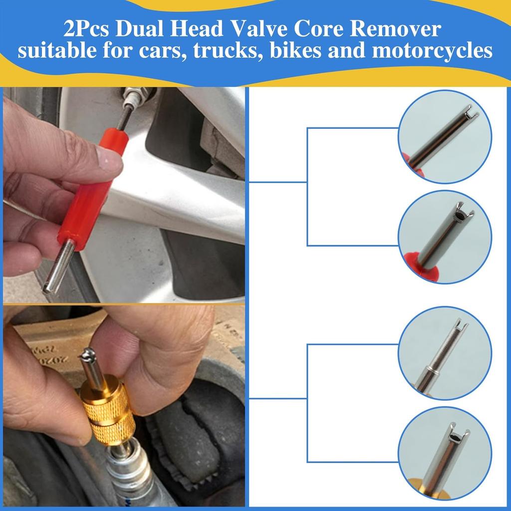 16 Pcs Car Fuel Line Disconnect Removal Tool 1/4 5/16 3/8 1/2 5/8 3/4 7/8 Inch with Valve Core Remover Tool for Quick Release Car AC Fuel Line