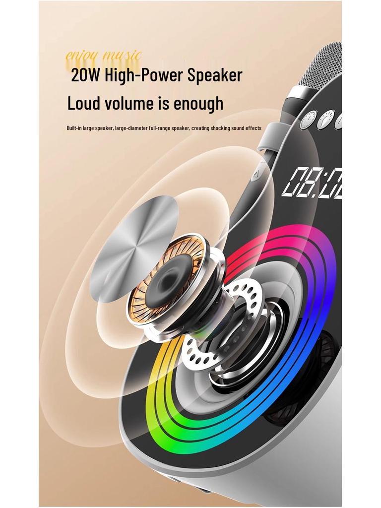 Children's Bluetooth Singing Speaker with Dual Microphones—Ideal Birthday Gift for Family Karaoke with Display Lyrics