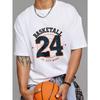 Basketball T Shirt White Number 24 with Basketball Design and Text Basketball U S City Work for Casual Wear and Sports Activities