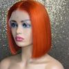 Ginger Short Bob Lace Front Wigs   Hair Wigs Bob Lace Wigs For Women Blonde Orange Straight Brazilian Hair Closure Wig