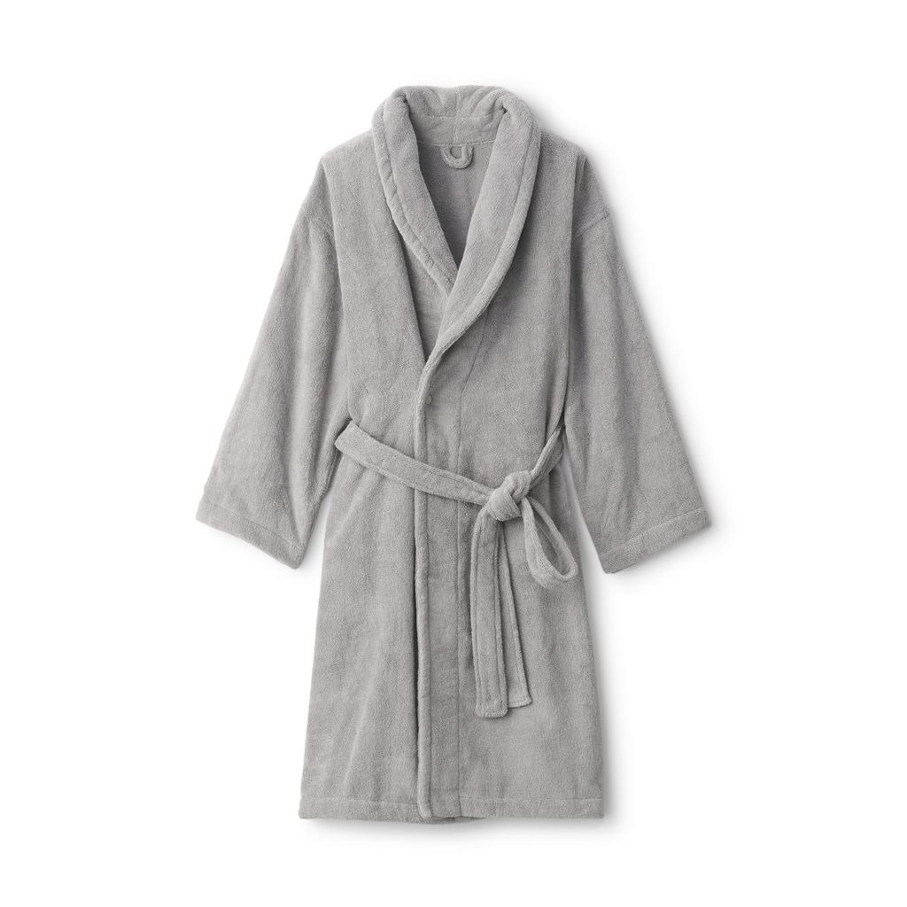 MUJI Fluffy Pile 84870576 Bathrobe, Unisex, L-XL, Gray,