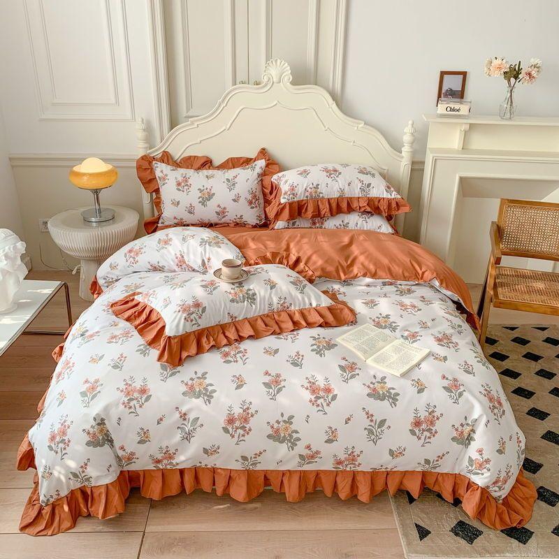 Four Seasons Universal Princess Style Four Piece Set Thickened Girl Heart Lace Bed Sheet Quilt Set Double Bedding