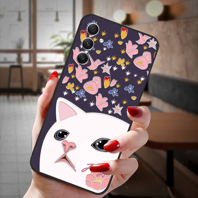 For Samsung Galaxy A55 5G Case 3D Emboss Floral Relief Silicon TPU Soft Phone Cover for Galaxy A15 A25 5G Bumper Funda A 55 A35