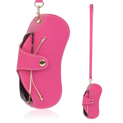 PU Soft Leather Glasses Case, Portable, Hanging Neck, Multi-color Scratch Resistant And Wear-resistant Sunglasses Bag