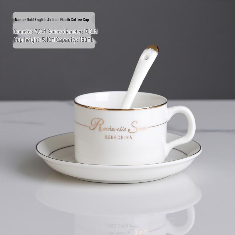 Europejski Luksusowy Zestaw Ceramicznych Filiżanek do Kawy ze Złotym Brzegiem