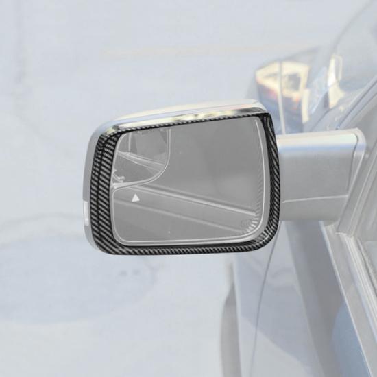 For Dodge Ram 1500 19-25 Carbon Rearview Mirror Rain Eyebrow Guard Trim Frame 2P