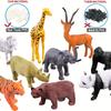 53pcs Mini Jungle Animal Figures Set - Educational Puzzle Toy with Fence & Tree for Youngsters' Birthday, Christmas & Party Learning Fun