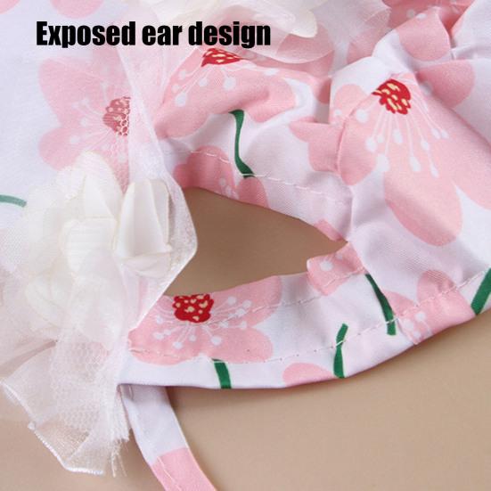 Hunde Sonnenhut mit Ohrenlöchern Sommer Haustier Spitze Hut mit breiter Krempe Verstellbarer Haustier Prinzessinnenhut für kleine, mittelgroße und große Hunde, Katzen