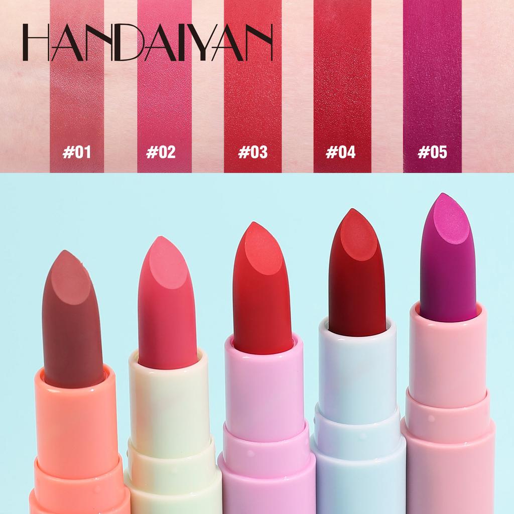 5-color Matte Lipstick Mini Plush Rabbit Fur Matte Moisturizing and Non-easy To Remove Makeup Lipstick Makeup Tool