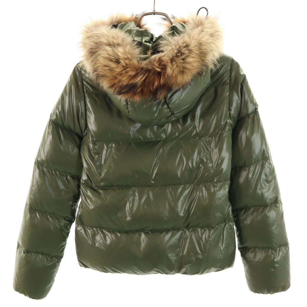 DUVETICA ADHARA Down Jacket 38 Khaki With Raccoon Fur Women Used