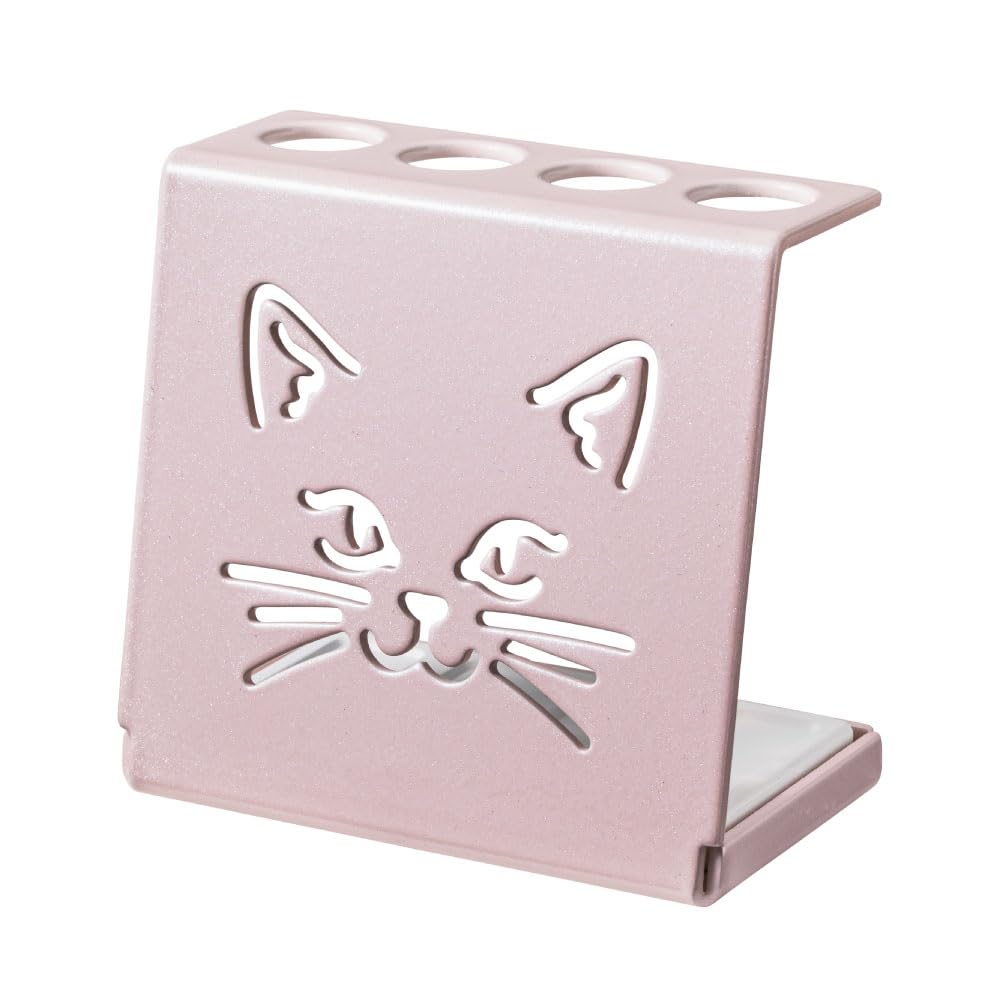 Diatomaceous Earth Steel Toothbrush Stand Cat Pearl Pink x 5cm x 8cm Made in Japan Hygienic Holds 4 Toothbrushes Tray Freestanding Drying Moisture