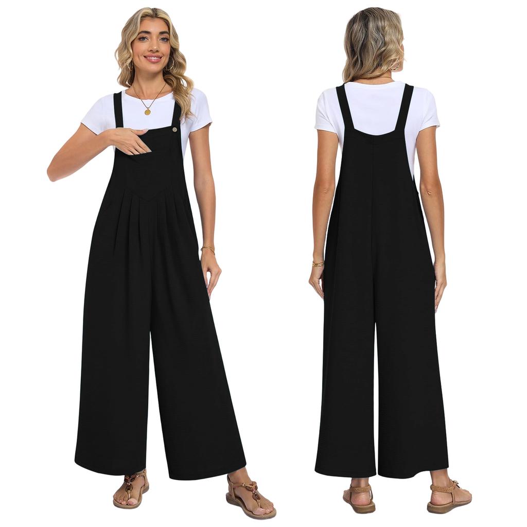 Women's Casual Loose Vintage- Cotton And Linen One-piece Pants With Drawstrings