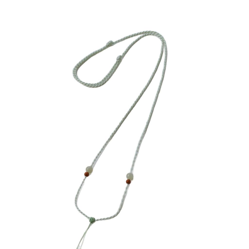 High-End Unisex Peace Buckle Jade Pendant Necklace with Red Rope, Ultra-Thin Style