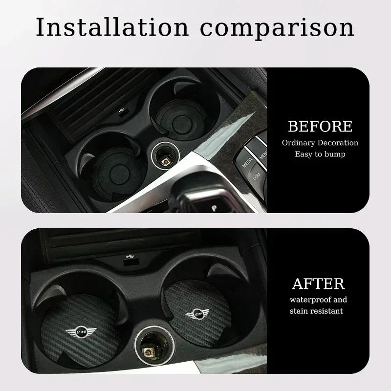 /Carbon Car Coaster Mat Interior Water Cup Pad Cushion For MINI Cooper One JCW Coupe R56 R53 R52 R50 R55 R57 R58 R59 R60 F55 F56 e1