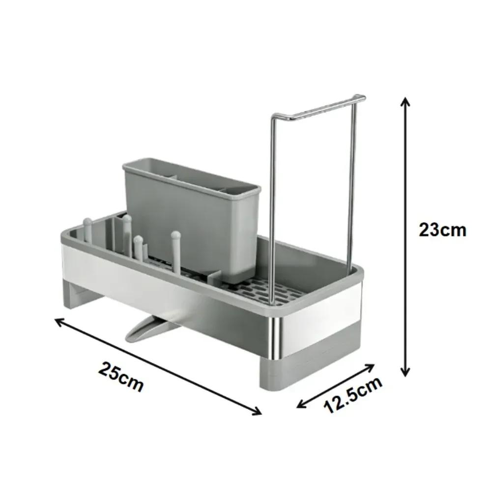 Countertop Storage Rack Space-Saving Stainless Steel Kitchen Sink Organizer Efficient Drainage Multi-functional Storage Tool
