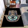 Colorful Hamsa Hand Carpet with Eye Design On Black Background Suitable for Use As an Anti-slip for Living Room Bedroom Sofas