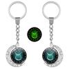 Luminous Zodiac Double-Sided Rotating Pendant Keychain for Couples - European & American Creative Design.