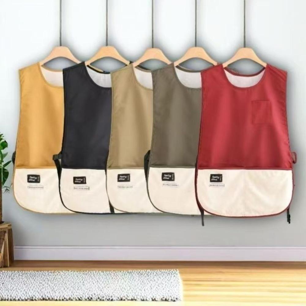 Waterproof Kitchen Vest Apron Anti-fouling Sleeveless Cooking Smock Oil-proof Breathable Catering Work Clothes for Home Kitchen