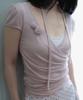 ROSEFRANTZ Corsage Shirring T-Shirt [Pink]