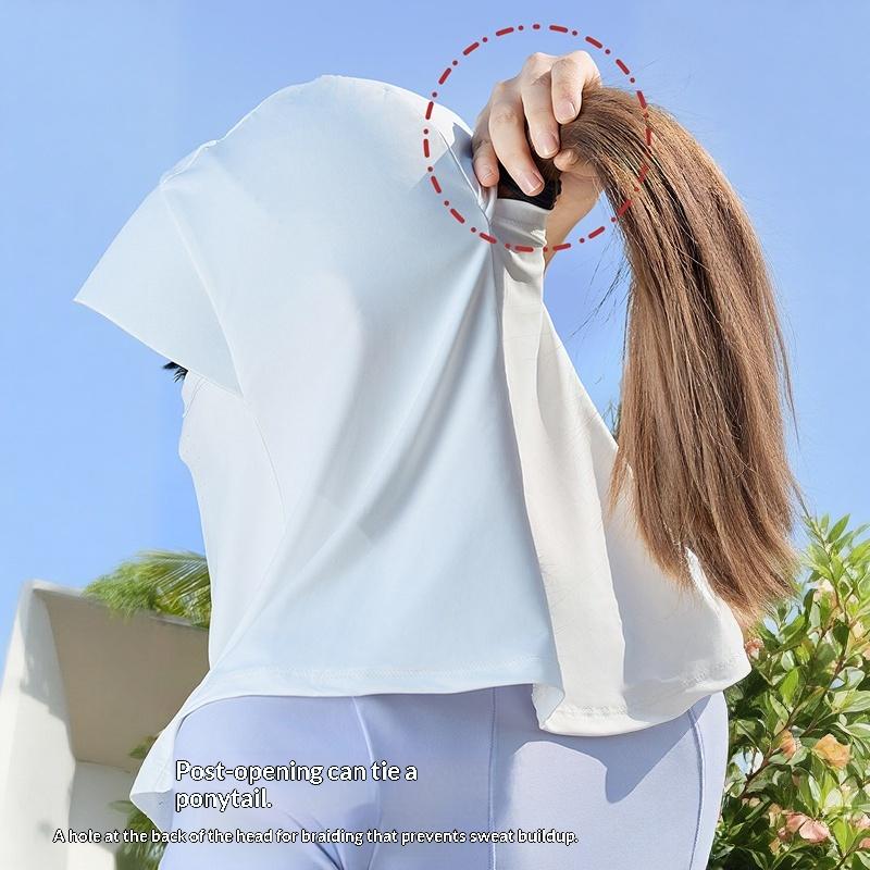 Summer UV Protection Full Face Cover Sunscreen Mask With Hat Brim Adjustable Breathable Outdoor Sports Face Shield
