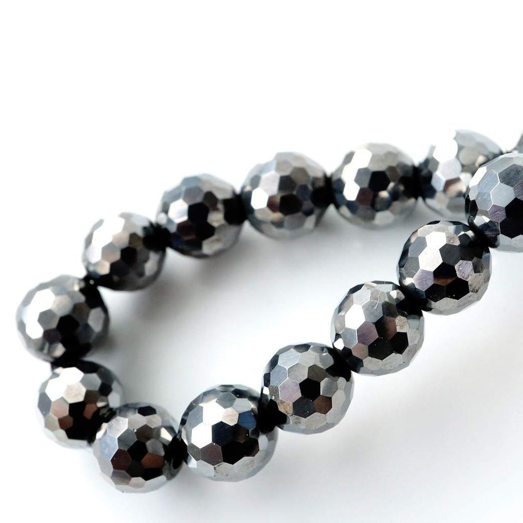 [GOLD STONE] Terahertz Mineral Bracelet, 6mm, Mirror Cut, High Purity, Power Stone, Includes Exclusive Box, Inner Diameter: Approx. 19cm